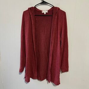 Pink Rose Vintage burn orange Hooded Open Front Cardigan Lace‎ Up Sides M